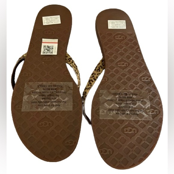 UGG Sandals Cheetah Leopard Print Calf Hair Leather Flip Flops Size 9 - Picture 4 of 6